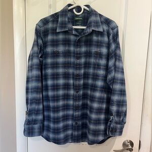 ORVIS Perfect Flannel Shirt Men’s Button Down Plaid Classic Fit Blue/Gray Sz L
